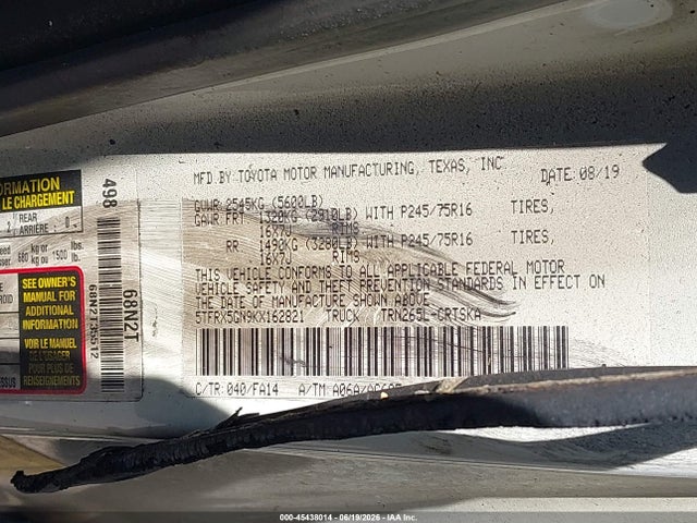 5TFRX5GN9KX162821 Toyota Tacoma Sr