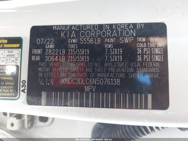 KNDC3DLC6N5076138 KIA Ev6 Wind