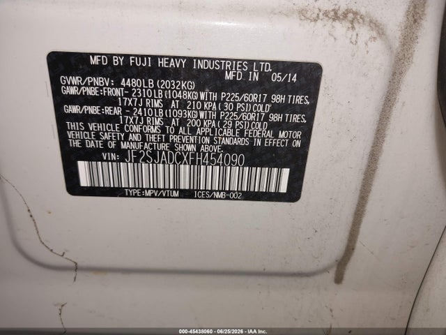 Aukcja sprzedaży 2015 Subaru Forester 2.5i Premium, vin: JF2SJADCXFH454090, numer aukcji: 45438060
