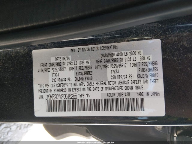 Aukcja sprzedaży 2015 Mazda Cx-5 Touring, vin: JM3KE2CYXF0515255, numer aukcji: 45438099
