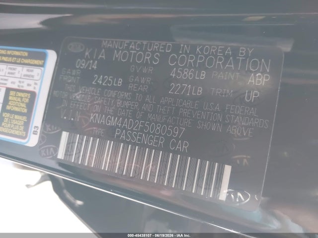 KIA OPTIMA HYBRID 2015 KNAGM4AD2F5080597 Image 9
