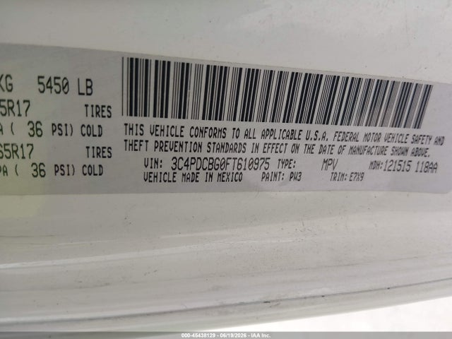 Dodge Journey Sxt 2015 3C4PDCBG0FT610975 Image 9