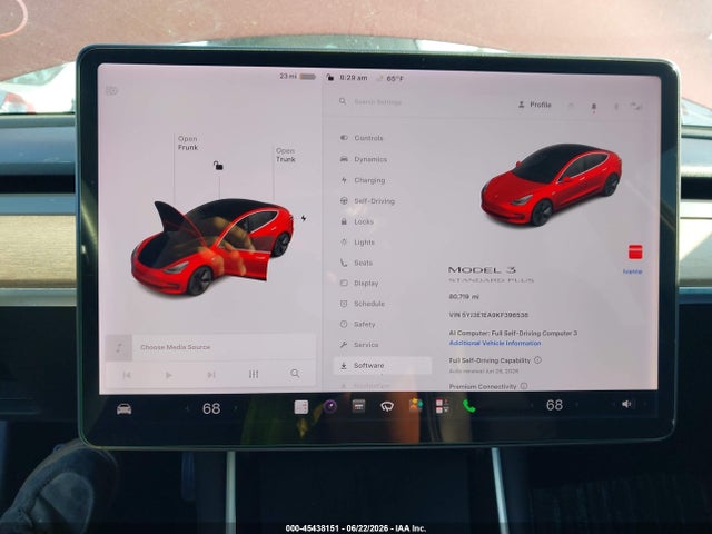 2019 Tesla Model 3 Long Range/mid Range/standard Range/standard Range Plus მანქანა იყიდება აუქციონზე, vin: 5YJ3E1EA9KF396536, აუქციონის ნომერი: 45438151