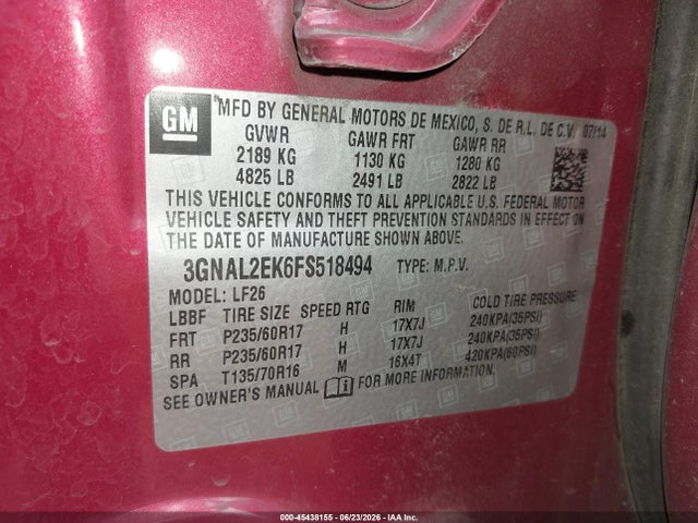 3GNAL2EK6FS518494 Chevrolet Captiva Sport Fleet Ls