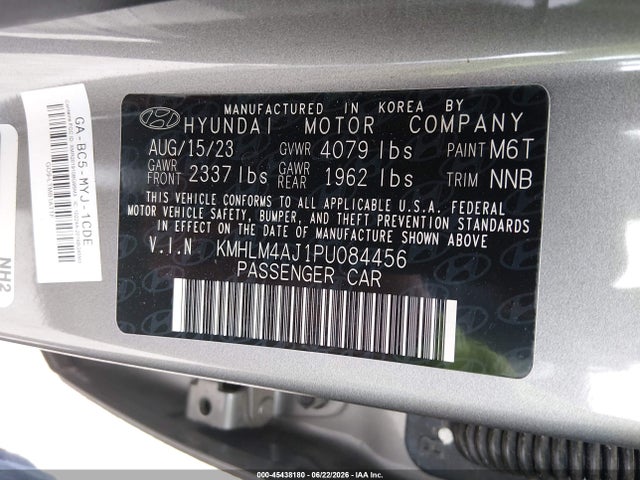 KMHLM4AJ1PU084456 Hyundai Elantra Hybrid Blue