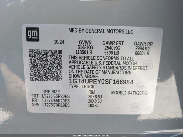 1GT4UPEY0SF166984 GMC Sierra 2500hd 4wd Standard Bed At4