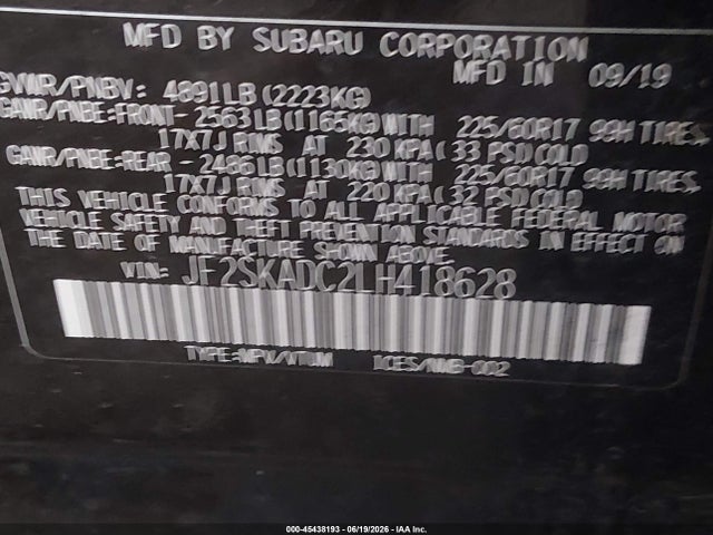 Subaru Forester 2020 JF2SKADC2LH418628 Image 9