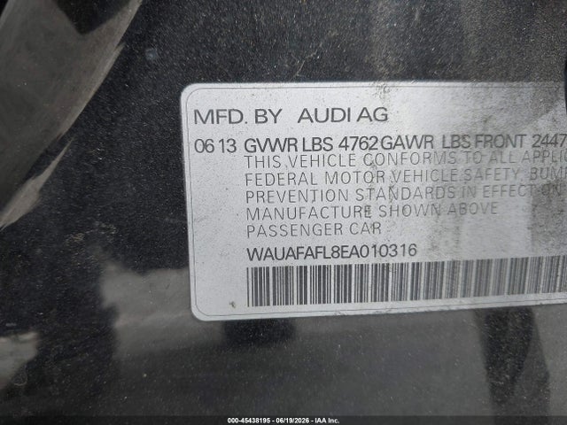 Продаж на аукціоні авто 2014 Audi A4 2.0t Premium, vin: WAUAFAFL8EA010316, номер лоту: 45438195