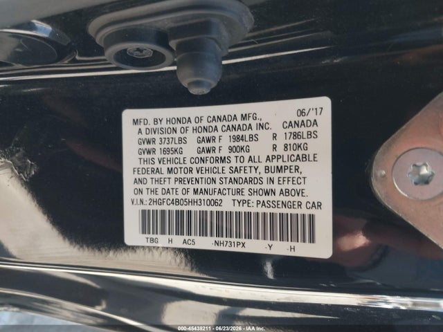 Honda Civic Lx-p 2017 2HGFC4B05HH310062 Image 9