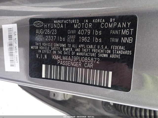 KMHLM4AJ9PU085872 Hyundai Elantra Hybrid Blue