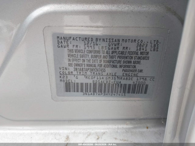Nissan SENTRA SV 2017 3N1AB7AP3HY247455 Image 9