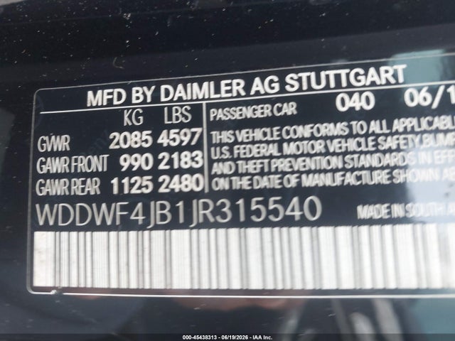 Aukcja sprzedaży 2018 Mercedes-benz C 300, vin: WDDWF4JB1JR315540, numer aukcji: 45438313