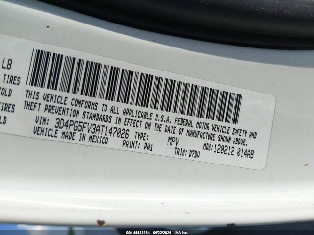 Aukcja sprzedaży 2010 Dodge Journey Sxt, vin: 3D4PG5FV3AT147026, numer aukcji: 45438364