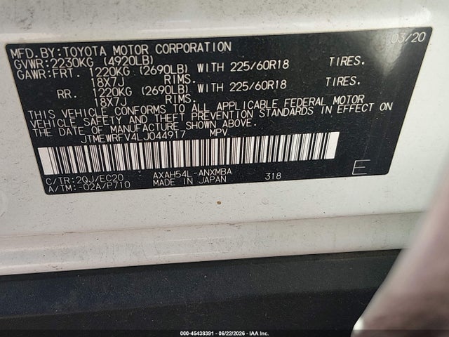 JTMEWRFV4LJ044917 Toyota Rav4 Hybrid Xse