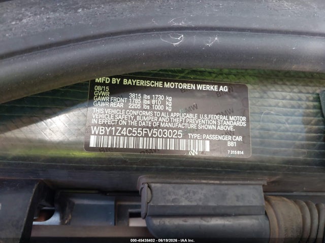 WBY1Z4C55FV503025 BMW I3 Base W/range Extender