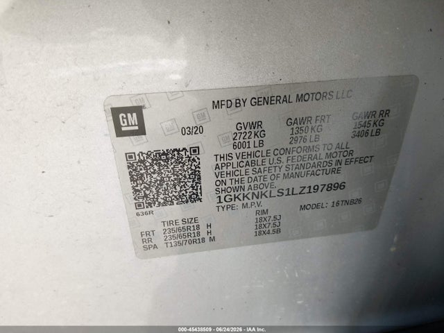 Продаж на аукціоні авто 2020 Gmc Acadia Fwd Sle, vin: 1GKKNKLS1LZ197896, номер лоту: 45438509