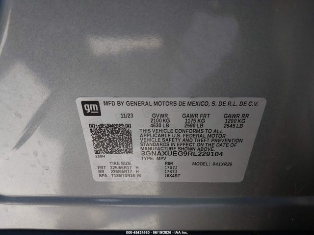3GNAXUEG9RL229104 Chevrolet Equinox Awd Lt