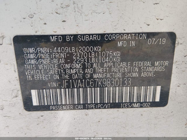 Subaru Wrx Premium 2019 JF1VA1C67K9830133 Image 9
