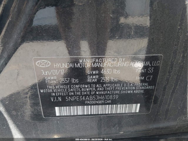 5NPE34AB5JH610839 Hyundai Sonata Sport 2.0t