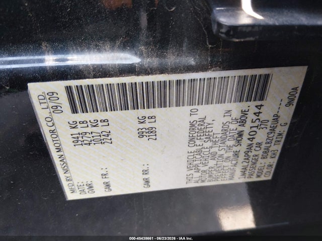45438661 :رقم المزاد ، 1N4AL2AP9AN401544 vin ، 2010 Nissan Altima 2.5 S مزاد بيع