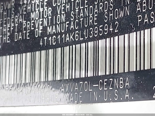 Toyota CAMRY LE 2020 4T1C11AK6LU395942 Image 9