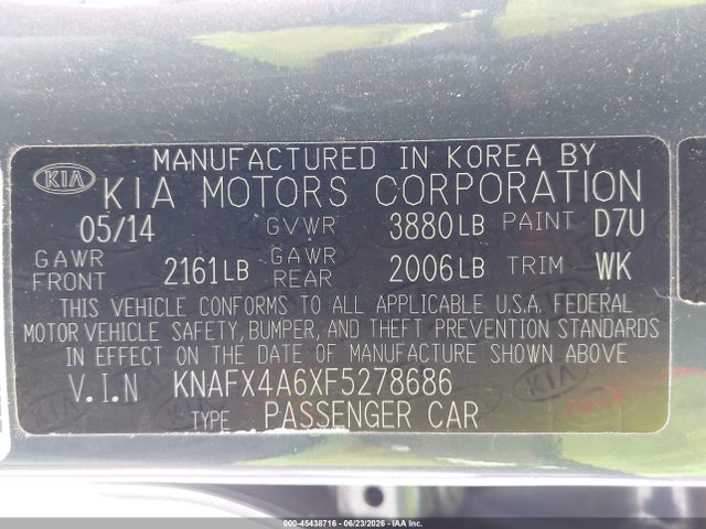 KIA FORTE LX 2015 KNAFX4A6XF5278686 Image 9