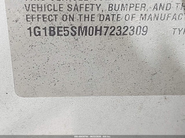 1G1BE5SM0H7232309 Chevrolet Cruze Lt Auto
