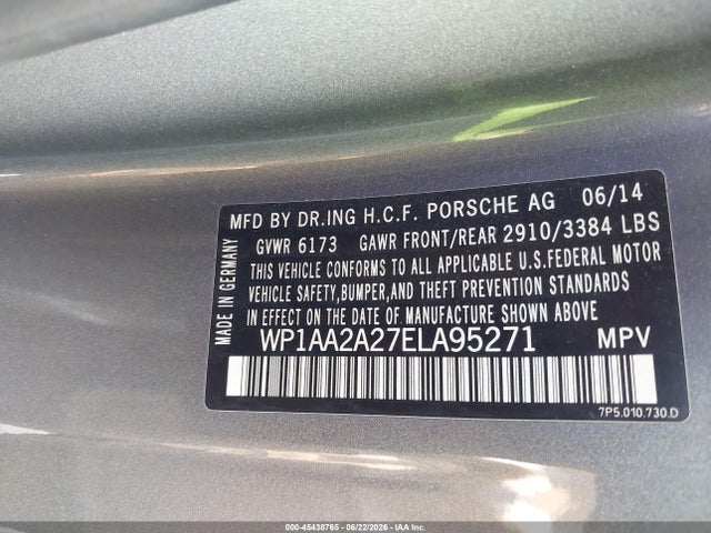 2014 Porsche Cayenne Platinum Edition მანქანა იყიდება აუქციონზე, vin: WP1AA2A27ELA95271, აუქციონის ნომერი: 45438765