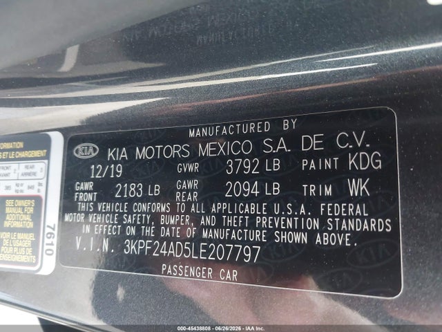 KIA Forte Lxs 2020 3KPF24AD5LE207797 Image 9