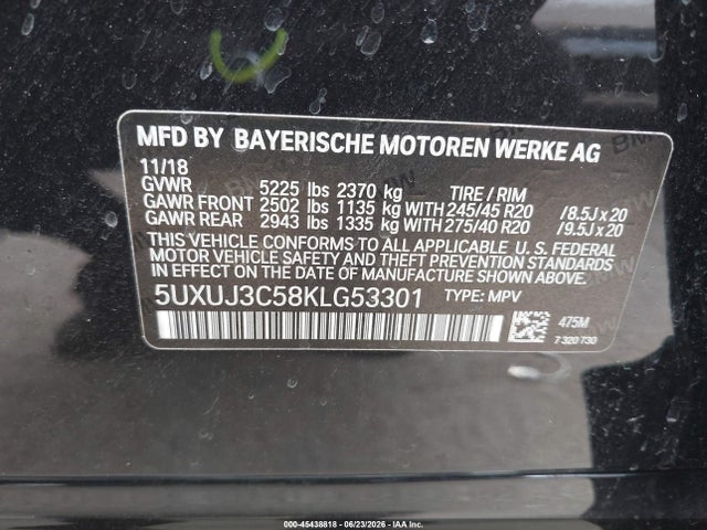 2019 Bmw X4 Xdrive30i მანქანა იყიდება აუქციონზე, vin: 5UXUJ3C58KLG53301, აუქციონის ნომერი: 45438818