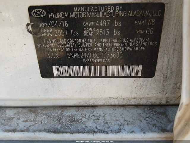 Hyundai SONATA SE 2016 5NPE24AF0GH373630 Image 9