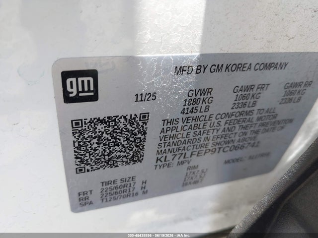KL77LFEP9TC066741 Chevrolet Trax Fwd Ls