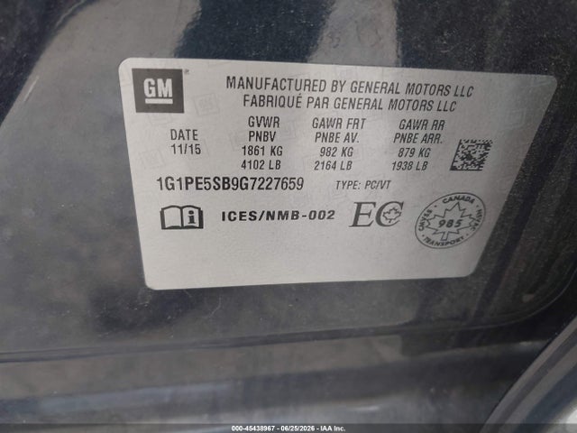 1G1PE5SB9G7227659 Chevrolet Cruze Limited 1lt