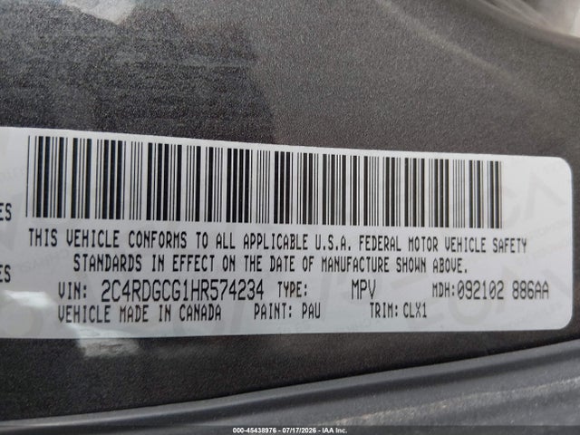Dodge Grand Caravan Sxt 2017 2C4RDGCG1HR574234 Image 9
