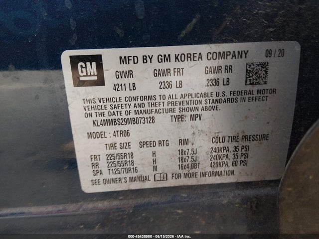 2021 Buick Encore Gx Fwd Preferred მანქანა იყიდება აუქციონზე, vin: KL4MMBS29MB073128, აუქციონის ნომერი: 45438980