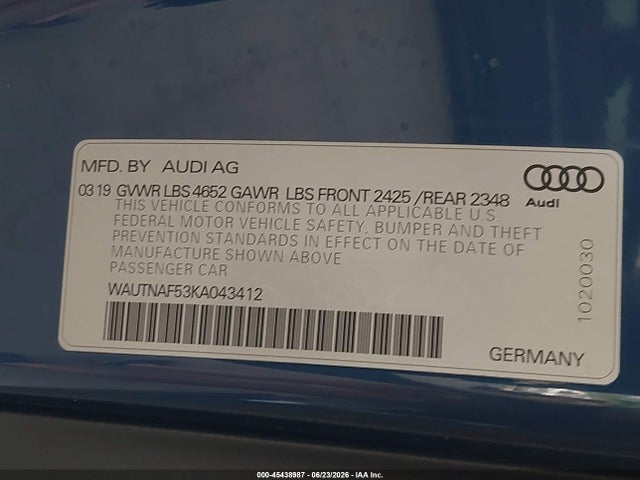 WAUTNAF53KA043412 Audi A5 45 Premium