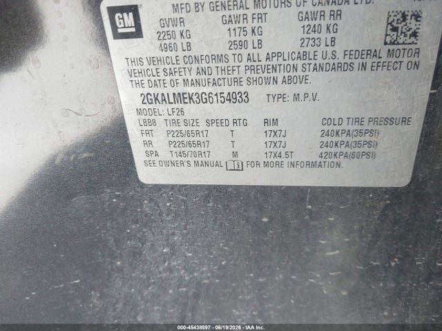 GMC Terrain Sle-1 2016 2GKALMEK3G6154933 Image 9