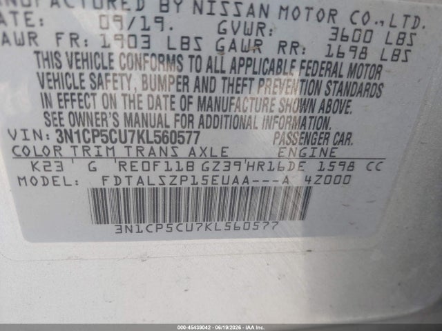 Nissan KICKS SV 2019 3N1CP5CU7KL560577 Image 9