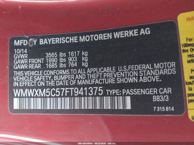 Mini Hardtop Cooper 2015 WMWXM5C57FT941375 Image 9
