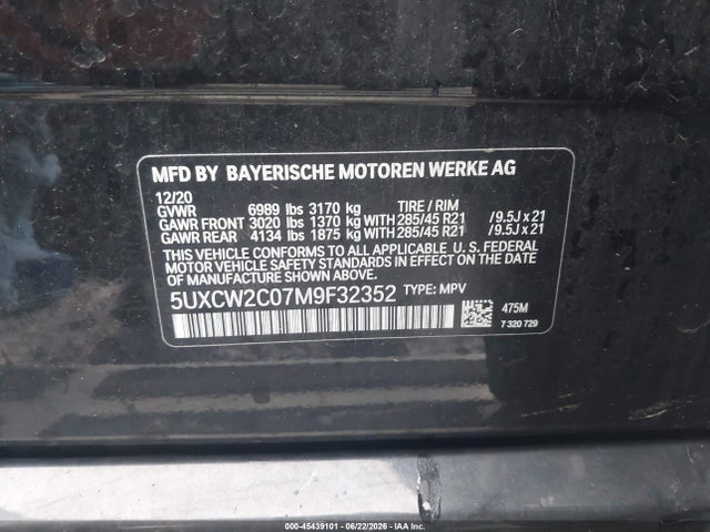 Продажа на аукционе авто 2021 Bmw X7 Xdrive40i, vin: 5UXCW2C07M9F32352, номер лота: 45439101