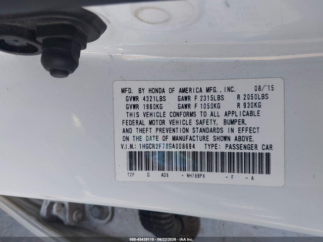 Honda ACCORD EX 2016 1HGCR2F78GA008694 Image 9