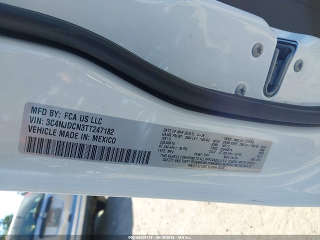 Продажа на аукционе авто 2026 Jeep Compass Limited, vin: 3C4NJDCN3TT247182, номер лота: 45439119
