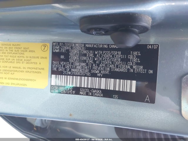 Продажа на аукционе авто 2008 Lexus Rx 350, vin: 2T2HK31U68C057185, номер лота: 45439137