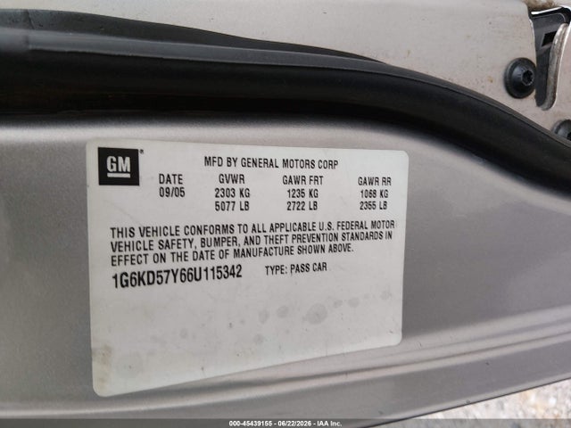 Aukcja sprzedaży 2006 Cadillac Dts 1sb, vin: 1G6KD57Y66U115342, numer aukcji: 45439155