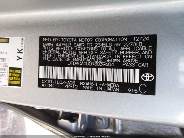 JTDACACU0R3039604 Toyota Prius Prime Se