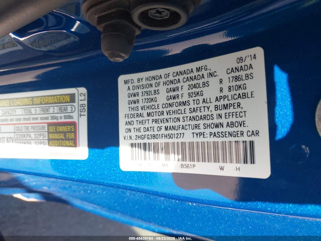 2HGFG3B01FH501277 Honda Civic Ex-l