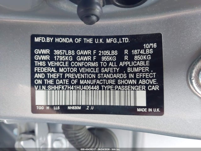 SHHFK7H41HU406448 Honda Civic Sport