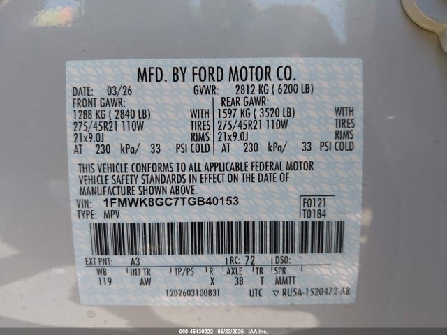 Ford Explorer St 2026 1FMWK8GC7TGB40153 Image 9