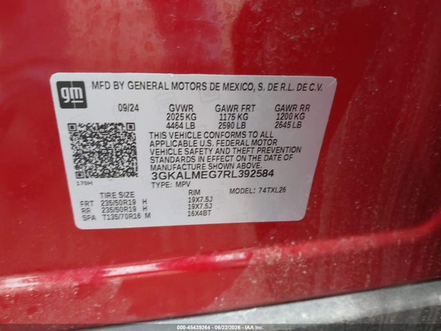 Продаж на аукціоні авто 2024 Gmc Terrain Fwd Sle, vin: 3GKALMEG7RL392584, номер лоту: 45439264