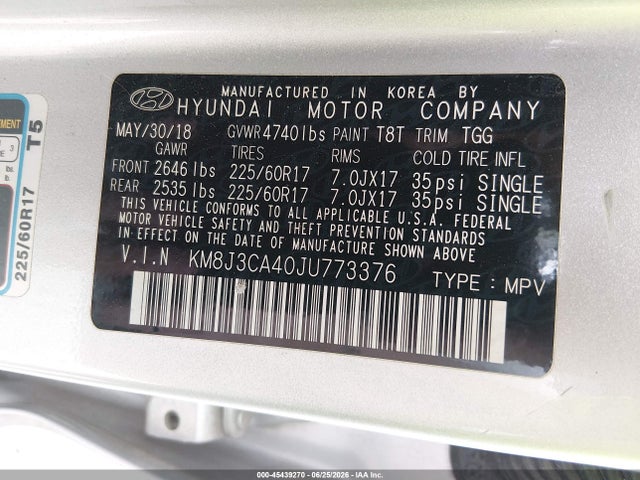 Hyundai TUCSON SEL 2018 KM8J3CA40JU773376 Image 9